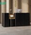Black Reception Counter with Magazine Display Feature