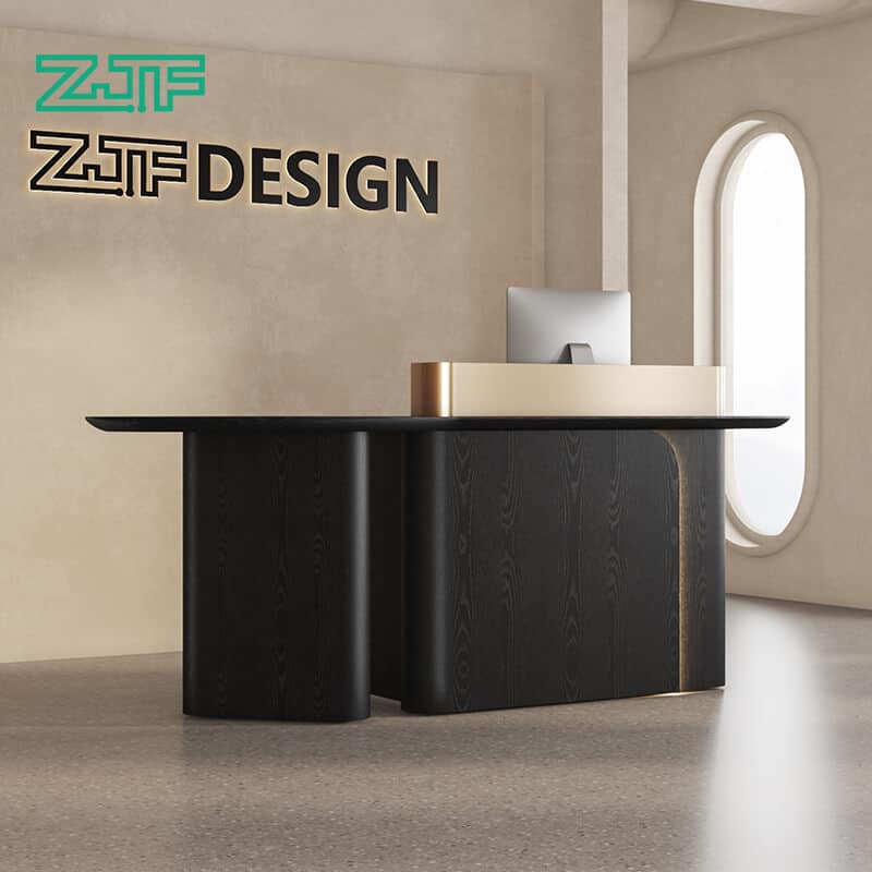 Home 80 Modern Wood Reception Desk for Spacious Areas