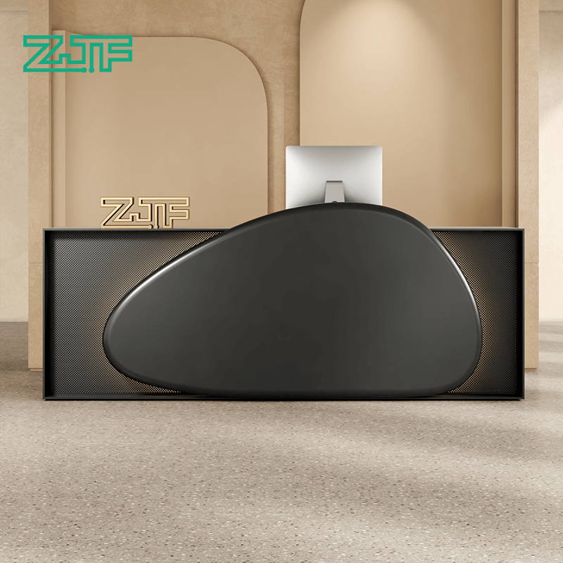 Sleek Black Reception Desk for Professional Use