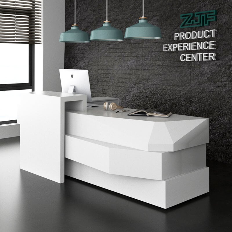 White Gloss L Shaped Reception Desk